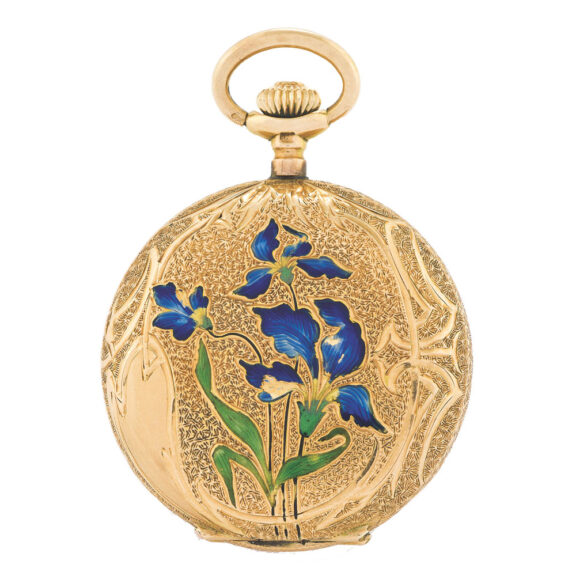 Swiss gold and enamel keyless lady’s pendant watch Circa 1900