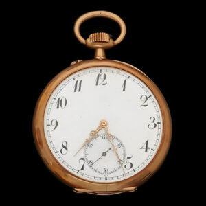 French 18 carat yellow gold open faced pocket watch Circa 1900