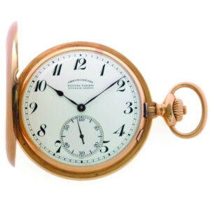 Unique Swiss 18K gold hunting cased lever watch Circa 1910