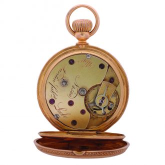 Swiss 18K gold keyless hunting cased pocket watch Circa 1900