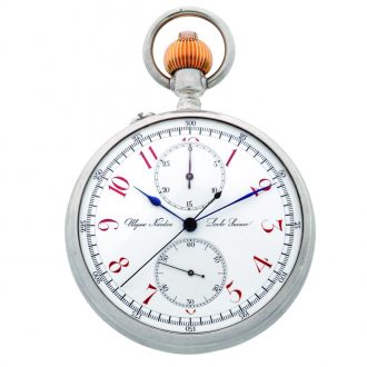 Exceptional Swiss steel red digit chronograph lever watch Circa 1910