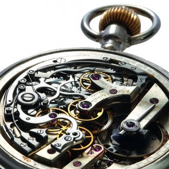 Exceptional Swiss steel red digit chronograph lever watch Circa 1910