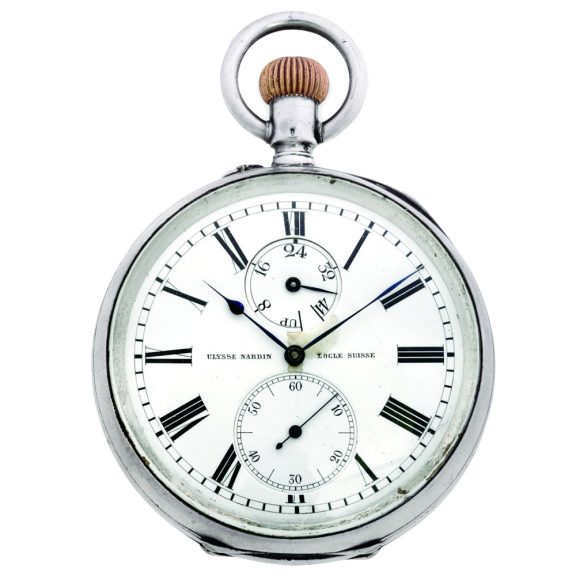 Swiss silver deck chronometer with power reserve Circa 1940