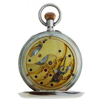 Swiss silver deck chronometer with power reserve Circa 1940