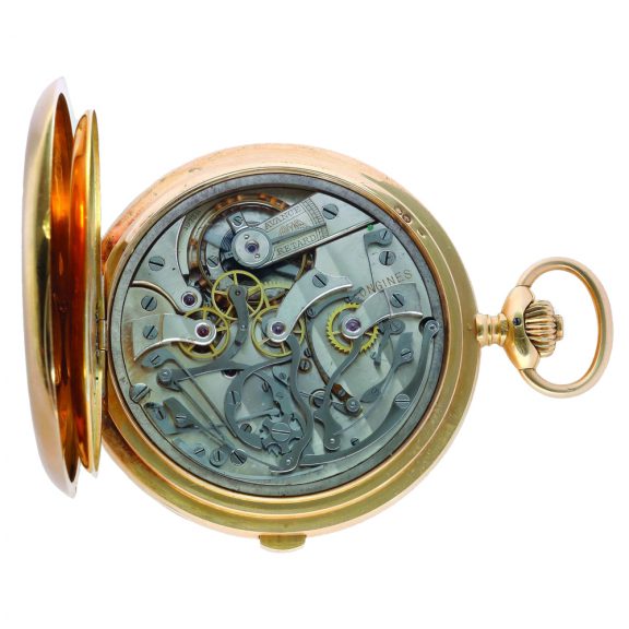 Swiss 18K gold full hunter chronograph watch Circa 1920 Swiss 18K gold full hunter chronograph watch Circa 1920