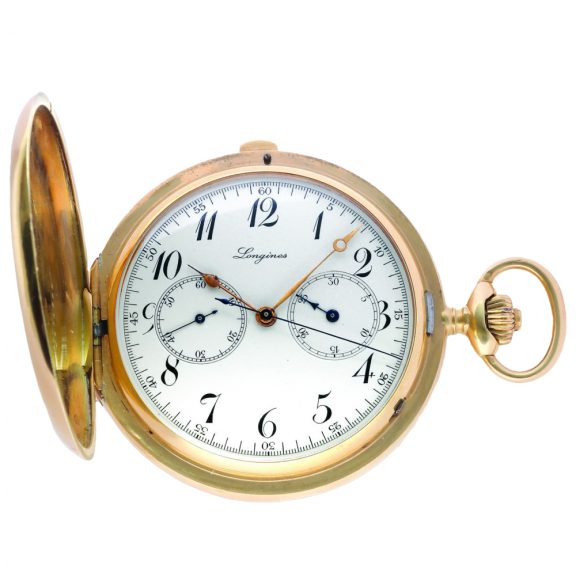 Swiss 18K gold full hunter chronograph watch Circa 1920