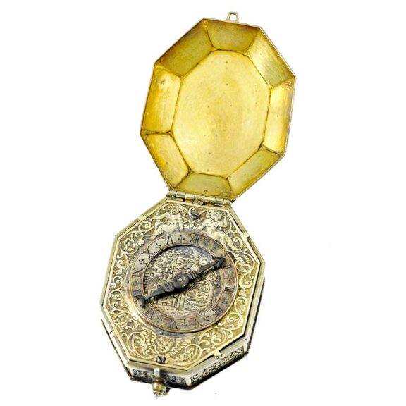 German firegilt octagonal silver pendant watch Circa 1650