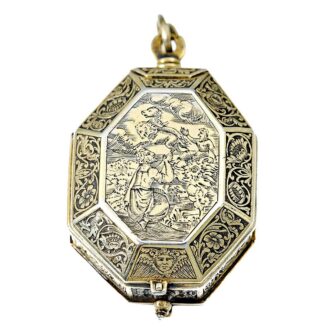 German firegilt octagonal silver pendant watch Circa 1650