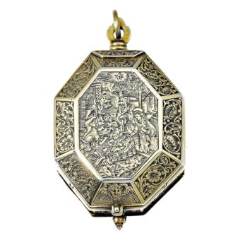 German firegilt octagonal silver pendant watch Circa 1650