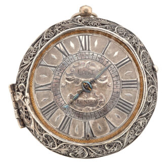 Rare and early English silver filigree clock watch Circa 1650