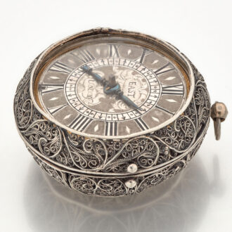 Rare and early English silver filigree clock watch Circa 1650