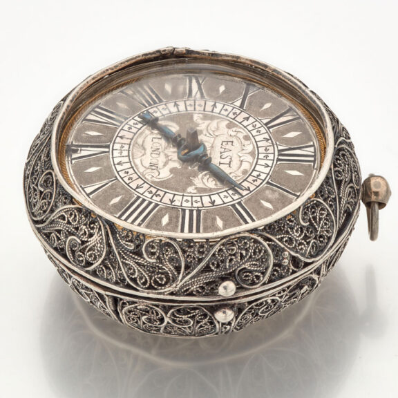 Rare and early English silver filigree clock watch Circa 1650 Rare and early English silver filigree clock watch Circa 1650