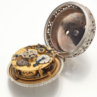 Rare and early English silver filigree clock watch Circa 1650