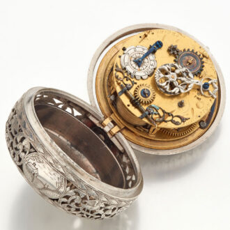 Rare and early English silver filigree clock watch Circa 1650