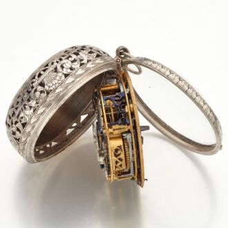 Rare and early English silver filigree clock watch Circa 1650