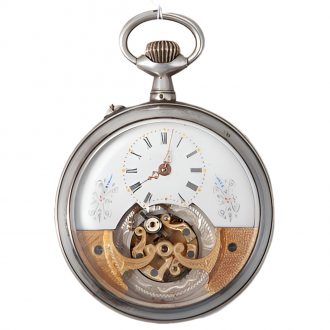 Swiss silver poor man’s tourbillon pocket watch Circa 1900