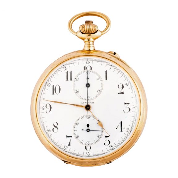 Swiss 18K gold pocket watch with chronograph Circa 1920