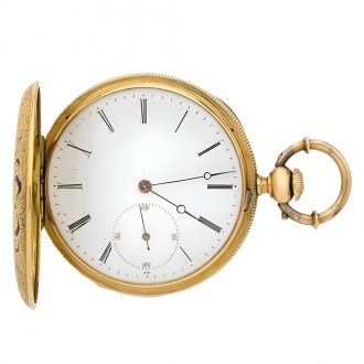 Small Swiss 18 carat gold hunting cased pocket watch Circa 1870