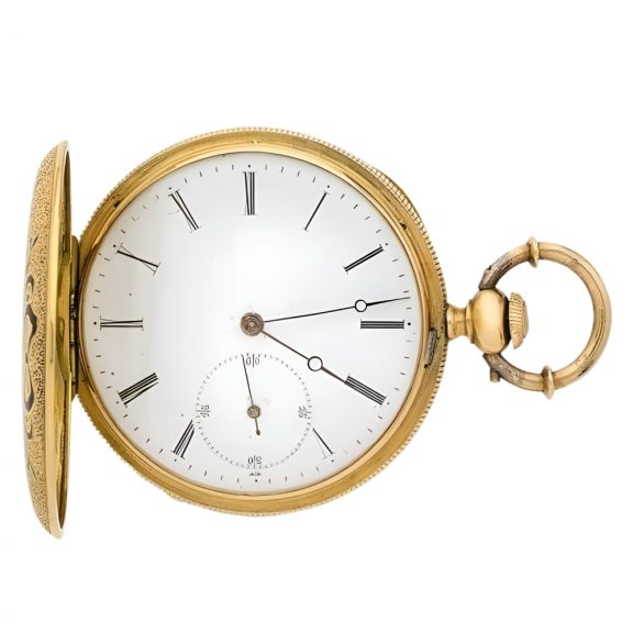 Small Swiss 18 carat gold hunting cased pocket watch Circa 1870 Small Swiss 18 carat gold hunting cased pocket watch Circa 1870