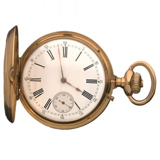 Swiss 14 carat yellow gold double dialled calendar watch Circa 1890