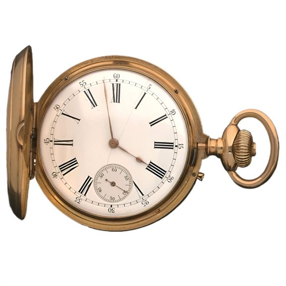 Swiss 14 carat yellow gold double dialled calendar watch Circa 1890