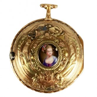 Swiss multicoloured gold watch with enamel portrait Circa 1775