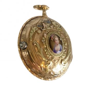 Swiss multicoloured gold watch with enamel portrait Circa 1775