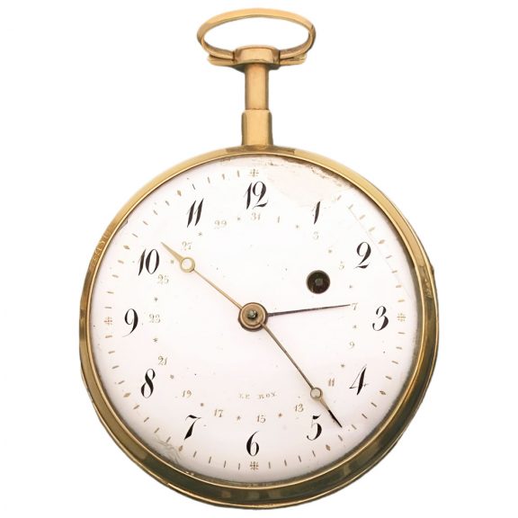 French 18K gold quarter repeating calendar watch Circa 1820