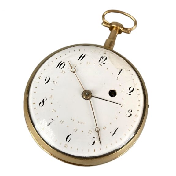 French 18K gold quarter repeating calendar watch Circa 1820 French 18K gold quarter repeating calendar watch Circa 1820
