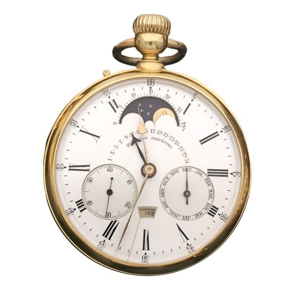 Gold astronomical perpetual calendar watch from the 19th century