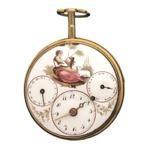 French gold calendar watch with polychrome enamel dial Circa 1850
