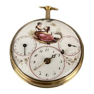 French gold calendar watch with polychrome enamel dial Circa 1850