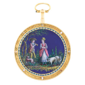 Swiss pearl set large and thin pocket watch Circa 1800