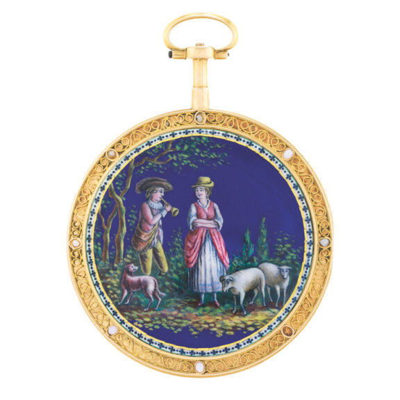 Swiss pearl set large and thin pocket watch Circa 1800