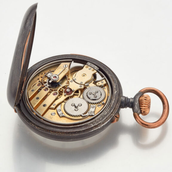 Swiss gunmetal quarter repeating lever watch Circa 1890 Swiss gunmetal quarter repeating lever watch Circa 1890