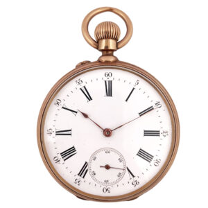 Swiss 18K gold keyless chased and engraved lever watch Circa 1900