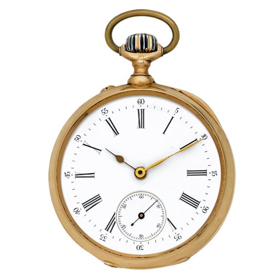 French 18K yellow gold open faced lever pocket watch Circa 1882