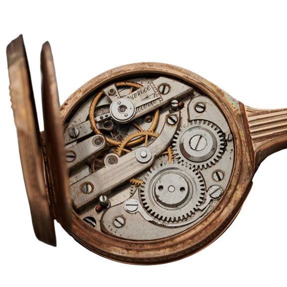 Swiss gold pendant watch in the shape of a mandolin Circa 1905 Swiss gold pendant watch in the shape of a mandolin Circa 1905