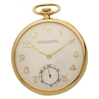 Swiss 18 carat gold open faced keyless lever watch Circa 1925
