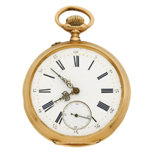 French 18K gold open faced lever pocket watch Circa 1900