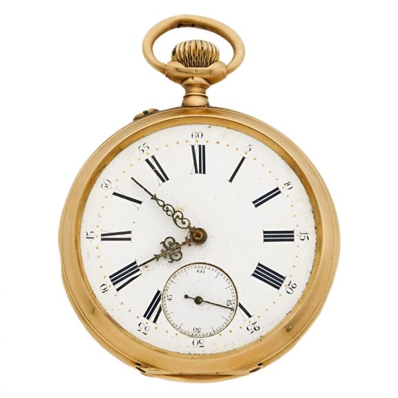 French 18K gold open faced lever pocket watch Circa 1900