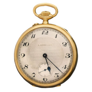 Fine French 18K gold open faced lever pocket watch Circa 1920