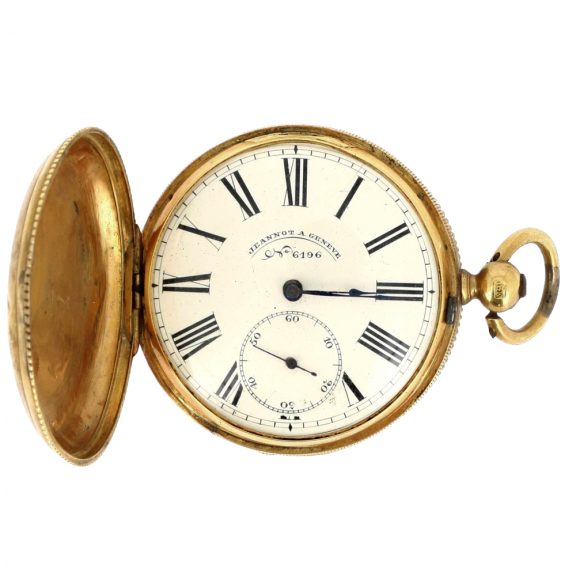Swiss 18K gold hunting cased pocket chronometer Circa 1900 Swiss 18K gold hunting cased pocket chronometer Circa 1900