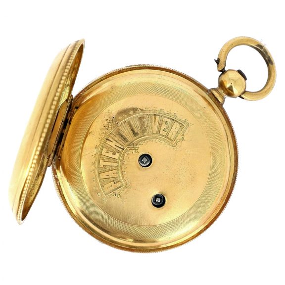 Swiss 18K gold hunting cased pocket chronometer Circa 1900 Swiss 18K gold hunting cased pocket chronometer Circa 1900