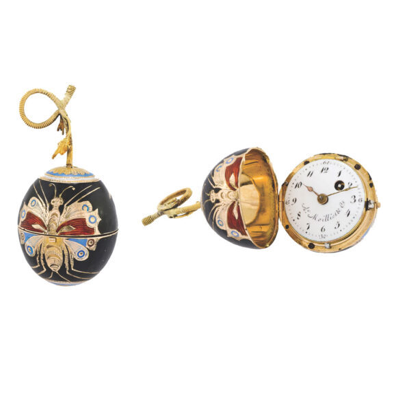 Swiss gold and enamel cherry form watch with concealed dial Circa 1800
