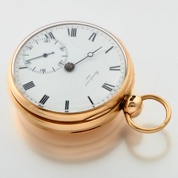 A very heavy English verge watch in a 18k gold case Circa 1820 A very heavy English verge watch in a 18k gold case Circa 1820