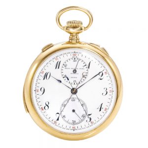 Swiss 18 carat gold split seconds chronograph Circa 1920