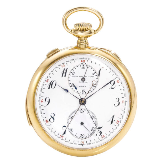 Swiss 18 carat gold split seconds chronograph Circa 1920