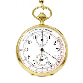 Swiss yellow gold keyless watch with tachometer Circa 1920