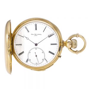 Swiss gold hunting cased quarter repeating watch Circa 1890